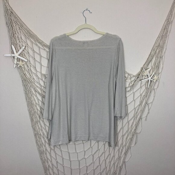 J. JILL Natural Linen Knit Scoop Neck 3/4 Sleeve - Picture 8 of 10